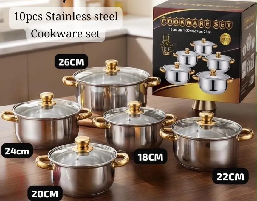 10pcs Stainless  steel Cookware set